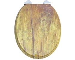 Namajunas - WC-brillen - Wc bril softclose - Toilet bril - Universele vorm WC Bril - MDF hout - Antibacterieel - Vintage Licht Hout - Met Deksel - RVS Bevestiging - Easy Clean - Snelle montage en demontage - Inclusief Bevestigingsmateriaal
