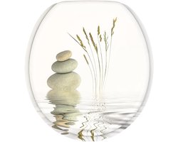 Namajunas - WC-brillen - Wc bril softclose - Toilet bril - Universele vorm WC Bril - MDF hout - Antibacterieel - Zen Steen, Stille Water - Met Deksel - RVS Bevestiging - Easy Clean - Snelle montage en demontage - Inclusief Bevestigingsmateriaal