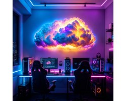 Namajunas –Wolk wandlamp–LED binnenwandlamp–DIY slimme lamp–LED sfeerlamp dimbaar–twee besturingsmethoden: Bluetooth en afstandsbediening, de verlichting verandert mee met muziek, geschikt voor slaapkamer, muurdecoratie en feestelijke avonddecoratie