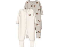 NAME IT - NBNNIGHTSUIT 2P ZIP FF PUMICE BEAR NOOS - Baby - Pyjamas