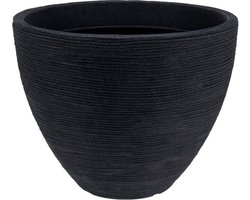 Nampook Bloempot Geribbeld - 40 X 31 cm - Kunststof - Zwart