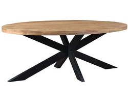 Nancy's Eetkamertafel Zip - Eettafel - Industrieel - Eetkamertafels - Ovaal - Mangohout - Rough - 210 x 100 x 76 cm
