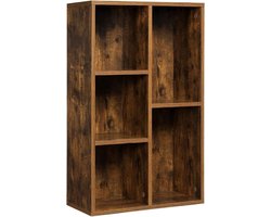 Nancy's Gardinski Boekenkast - Opbergkast met 5 Vakken - Kasten - Hout - Bruin - 50 x 24 x 80 cm
