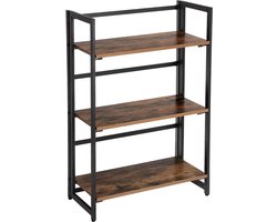 Nancy's Industriële Opbergkast - Inklapbare Boekenkast - 3 Planken - Industrieel - Rustiek Bruin - 60 x 30 x 93 cm