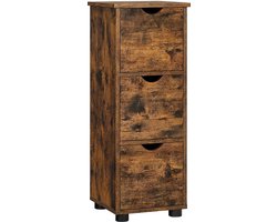 Nancy's La Mesa Ladekast - Badkamerkast - Dressoir - 3 Lades - Bruin - Zwart - Bewerkt Hout - Vintage - 30 x 30 x 80 cm