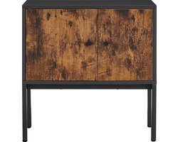 Nancy's Leonia Dressoir - Opbergkast - Keukenkast - Industrieel - Bruin - Zwart - Bewerkt Hout - Metaal - 60 x 30 x 60 cm