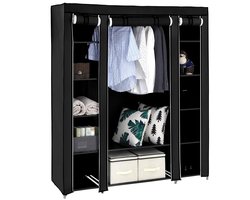 Nancy's Stoffen Kledingkast - Opvouwbare Kledingkast - Garderobekast met Ritssluiting - Zwart