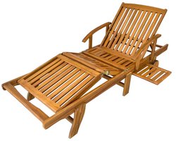 Nancy’s Westerholt Ligbed - Verstelbare Ligstoel - Acaciahout - Loungebed - Opvouwbare Ligstoel - Met uitschuifbare Tafel - Bruin