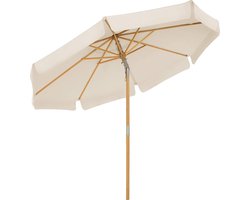 Nancy's Wylie Parasol - Zonnescherm - Zonwering - UPF 50+ - Hout - Buigbaar - Beige/Grijs - Bruin - 270 cm