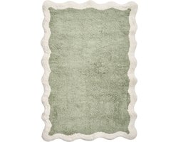 NANGAL - Badmat - Groen/Beige - 60 x 90 cm - Katoen