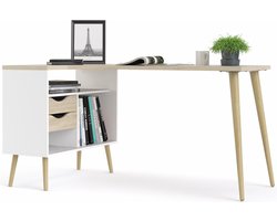 Napoli hoekbureau wit/eiken.