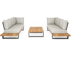Nardo sofa loungeset 3 delig soft grey mixed weave / matt royal grey SUNS