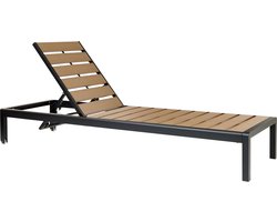 NARDO - Strandstoel - Zwart/Bruin - Aluminium