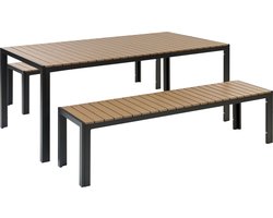 NARDO - Tuinset voor 6 - Zwart/Bruin - Kunsthout