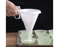 Narimano® Crème Glazuur Giet Trechter Dispenser Met Rek Cake Icing Trechter Bakken Snoep Decoreren Trechter Bak-trechters Verstelbare Chocolade - Trechter Poeder Papieren Beker Wit