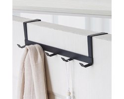 Narimano® Zwart Haken Over De Deur 5 Haken - Thuis Badkamer Organizer Rek Kleding Jas Handdoek Hanger - Nieuwe Badkamer Keuken - Accessoires Houder