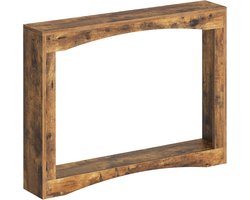 Narrow, 100 cm long underpass table, perfect for placing behind a sleek sofa. Made of rustic wood in a vintage brown color – ideal for a living room, hallway, or entryway.