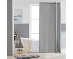 Narrow Douchegordijn voor Hoekdouche en Kleine Badkamer, Polyester, Schimmelbestendig, Waterafstotend, Wasbaar, Grijs, 90 x 180 cm, Inclusief 6 Gordijnringen