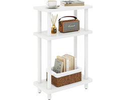 Narrow Side Table - 3 Tier Side Table with Storage Shelf - Slim Small Table - Thin Bedside Table for Living Room, Bedroom, Office - Tool-Free Assembly - Black and White - 40 x 18 x 62.5cm