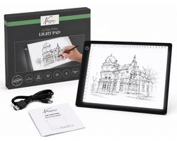 Nassau Fine Art Lightpad A4 - Tekenbord met LED Lichtbak - 3 Lichtstanden Dimbaar - voor Tekenen en Diamond Painting - Educatief Montessori Speelgoed 4, 5, 6 + Jaar - Knutselspullen - Cadeau voor Meisjes en Jongens