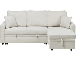 NASSJO - Hoekslaapbank - Lichtbeige - Linkszijdig - Polyester/Linnen