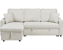 NASSJO - Hoekslaapbank - Lichtbeige - Rechtszijdig - Polyester/Linnen