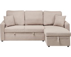 NASSJO - Hoekslaapbank - Lichtbruin - Linkszijdig - Polyester/Linnen