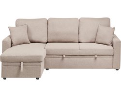 NASSJO - Hoekslaapbank - Lichtbruin - Rechtszijdig - Polyester/Linnen