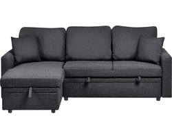 NASSJO - Hoekslaapbank - Zwart - Rechtszijdig - Polyester/Linnen