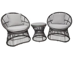 Natal Lounge Set - Rattan Furniture - Grijze zitplaatsen - Inclusief kussens - comfortabele ontspanning - 48 cm x 64 cm x 76 cm