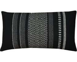 Native stripe cotton black cushion 35x65cm