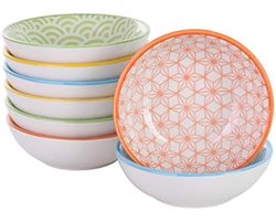 Natsuki 8-delige schotel Schotel Set met Keramische Dip Bowl 80ml kruidenschotel Snack Bowl met porseleinen kruidenschaal Sushi Soja Dish. (3.4in Diameter x 1.1in Hoog)