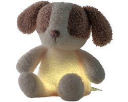 Nattou TEDDY Baby Nachtlampje Hond - 19 cm - Zachte baby knuffel - Baby cadeau - Beige