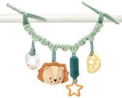 Nattou Wagenspanner Baby Leeuw Léon - Baby Speelgoed - Speelgoed voor Thuis of Onderweg - 17 cm - Meerkleurig