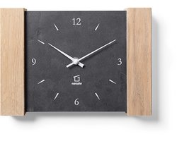 Natuhr tafelklok wandklok Matterhorn hout eiken licht steen leisteen radiografische klokbeweging (zwart/gekalkt eiken - radiografische)