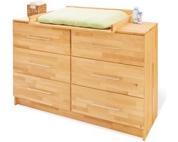 Natura Extra Brede Aankleedeenheid - Massief Houten Ladekast - Babycommode - 6 Laden - 140cm x 78cm x 101cm