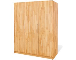 Natura Grote Kledingkast - Kast - Massief Houten Kledingkast - Duurzaam Beukenhout - 141cm x 63cm x 182cm