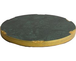 Natural Collections - Decoratie plateau "Marble Green" - marmer groen goud - rond 20 cm