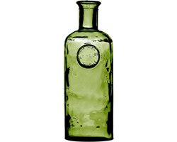 Natural Living Bloemenvaas Olive Bottle - Smaragd groen transparant - glas - 13 x 27 cm - Fles vazen