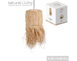 "NATURAL LIVING" HANGLAMP IN RAFFIA MET LANGE FRANJES Ø28CM X H60CM