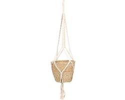 Natural Living plantenpot aan macrame touw - plantenhanger - zeegras pot - H110 cm - D25 cm - woonaccessoires