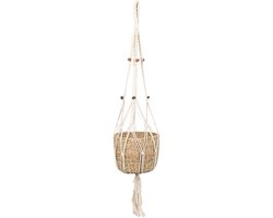 Natural Living plantenpot aan macrame touw - plantenhanger - zeegras pot - H125 cm - D25 cm - woonaccessoires