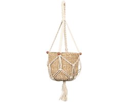 Natural Living plantenpot aan macrame touw - plantenhanger - zeegras pot - H70 cm - D25 cm - woonaccessoires