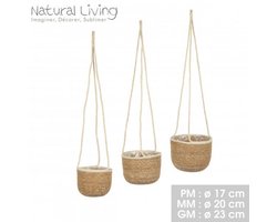 "NATURAL LIVING" SET VAN 3 HANGENDE BLOEMPOTTEN ROSA S: Ø17 CM – M: Ø20 CM – L: Ø23 CM
