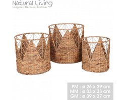 "NATURAL LIVING" SET VAN 3 MANDEN "LEA" GM:D39XH37CM MM:D33XH33CM PM:D26XH29CM