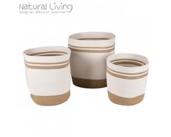 NATURAL LIVING" set van 3 manden van katoenen touw