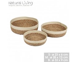 “NATURAL LIVING – Set van 3 manden van riet en papieren koord”