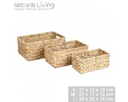 “NATURAL LIVING” set van 3 manden van waterhyacint