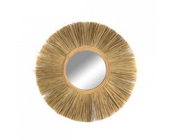 Natural Living wandspiegel bohemian - rond - bruin - met ophanghaak - zeegras - Dia 60cm