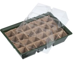 Nature - Kweekbak/kweekkastje met deksel - Inclusief turfpotplaat - 33 x 23 cm - met 24 kweekpotjes